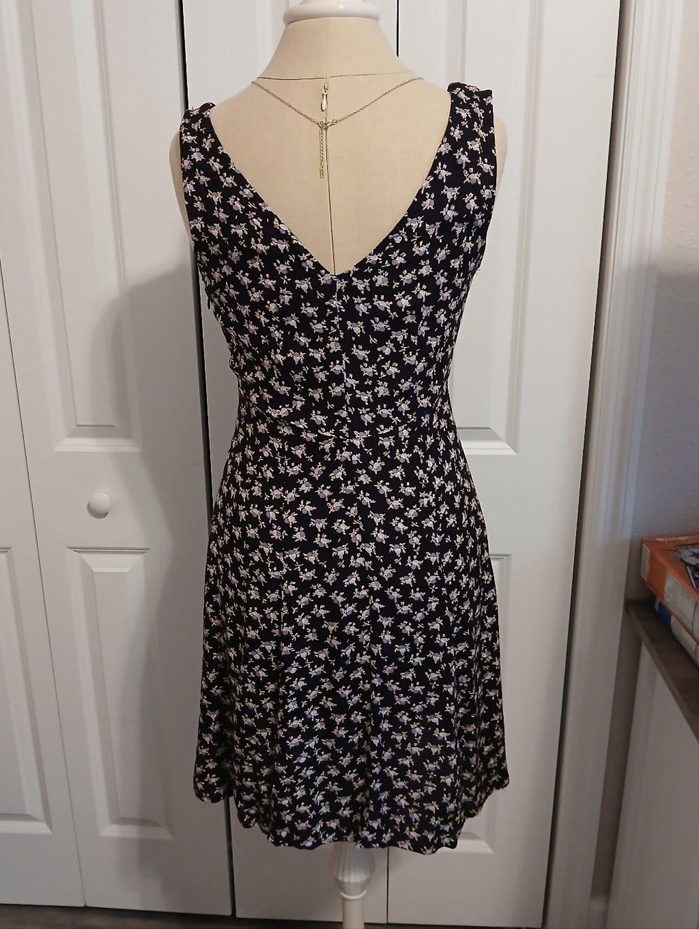 Like New Vintage 1990's Y2K MODA International Purple Floral Print Dress Size 6 - Picture 2 of 6